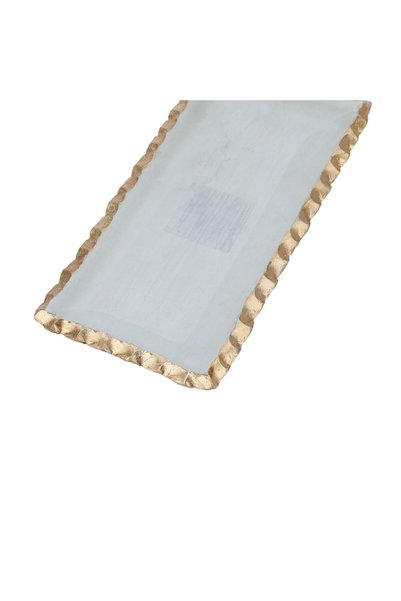 Alsaif Gallery Al Saif Gallery glass sweet dish, 22x10x2.5 cm, rectangular, with gold rim, small - clear