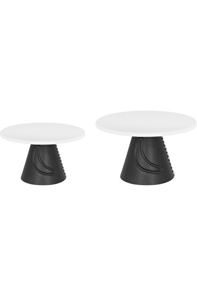 Alsaif Gallery Al Saif Gallery steel dessert serving stand with a black base,...