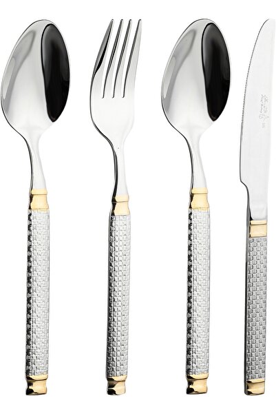 Alsaif Gallery Al Saif Gallery Stainless Steel Cutlery Set, 24 Pieces - Silve...