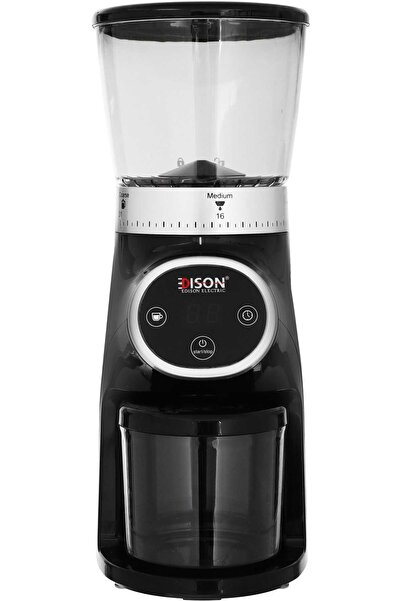 Edison مطحنة قهوة رقمية، 31 درجة طحن، 275 جرام، 200 واط - أسود