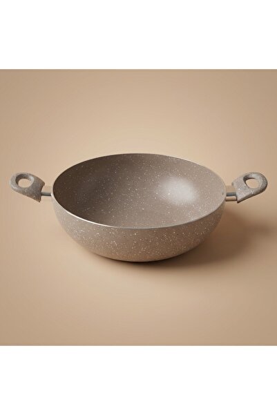 ROCKY Granite Frying Pan, 32 cm, Deep, 2 Handles - Beige