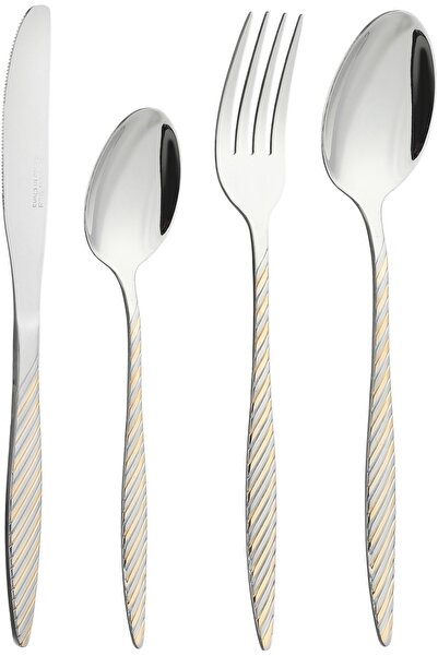 Alsaif Gallery Al Saif Gallery Stainless Steel Cutlery Set, 24 Pieces - Silve...