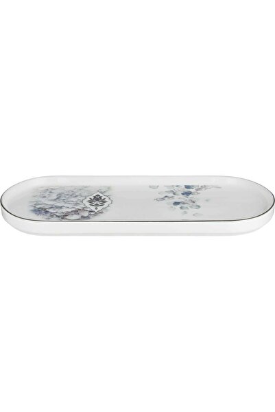 Alsaif Gallery Al Saif Gallery Porcelain Dessert Serving Dish, Silver Floral ...