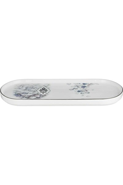 Alsaif Gallery Al Saif Gallery Porcelain Dessert Serving Dish, Silver Floral ...