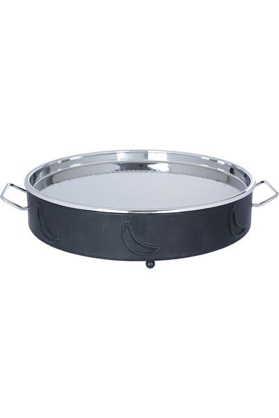 Alsaif Gallery Saif Gallery Food Warmer, Stainless Steel, Round - Black/Silver