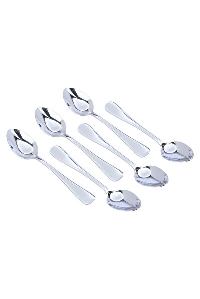 Alsaif Gallery Al Saif Gallery Steel Sweet Spoons Set, 6 Pieces - Silver