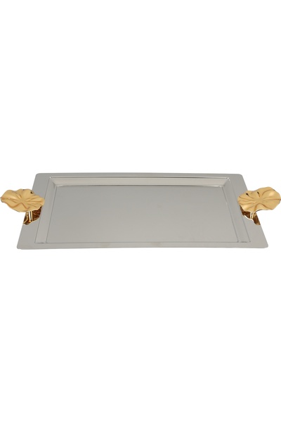 Alsaif Gallery Al Saif Gallery stainless steel serving tray, 43x28x2 cm, rect...