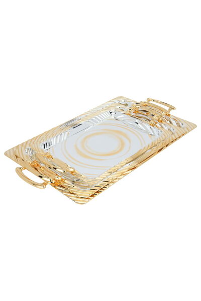Alsaif Gallery Al Saif Gallery steel topper set, 3 pieces, rectangular - silver