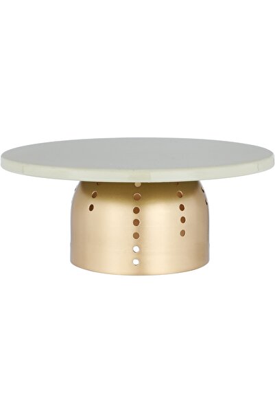 Alsaif Gallery Al Seif Gallery Gold Cake Stand with Base, 21x21x8 cm - Beige