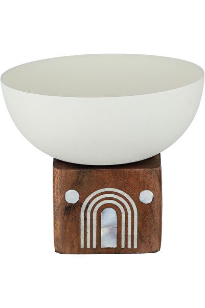 Alsaif Gallery Al Saif Gallery Stainless Steel Serving Bowl, 12x12x10 cm, Woo...