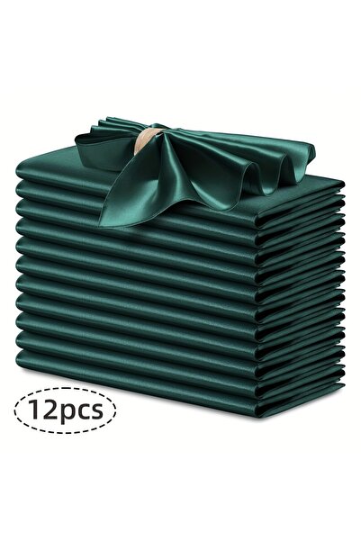 Choice1 DUTRIEUX Hunter Green - 12pcs 12pcs Silky Satin Dinner Napkins 30x30c...