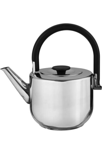 Alsaif Gallery Al Saif Gallery Steel Teapot, with Strainer, Black Handle, 1 L...