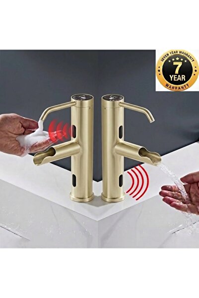 OEM Sensor Bathroom Sink Faucet + Liquid Soap Dispenser 2in1 Modern Luxury 20...