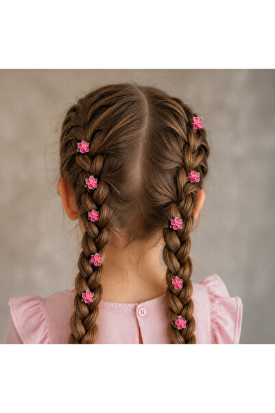 iky aksesuar Pink Floral Hair Earring