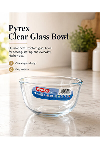 Pyrex Clear Glass Bowl 500 ml – Durable Multipurpose Serving, Mixing & Food P...