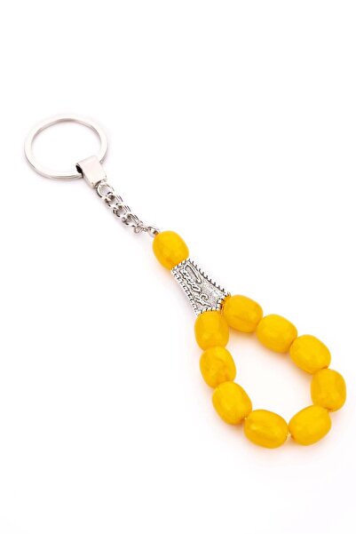 TESBİHKENTİ Large Yellow Beaded Cultural Rosary Keychain