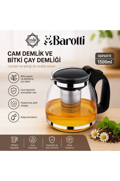 BİZ ZÜCCACİYE Biz Home 1500 ml Cam Demlik (taban oturtma çapı 11 cm)
