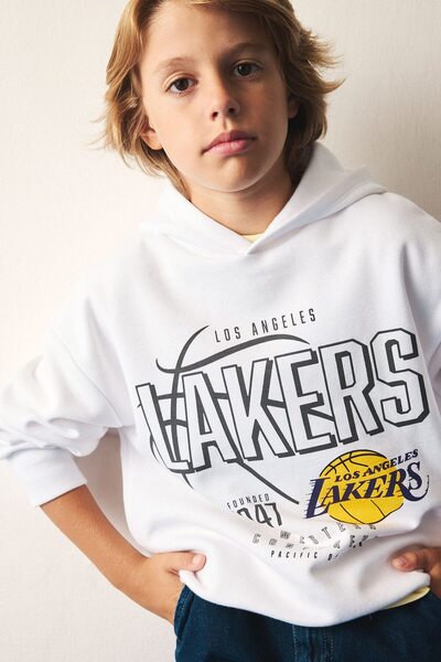 DeFacto Nba Los Angeles Lakers Printed Drop Shoulder Regular Fit Hooded Sweat...