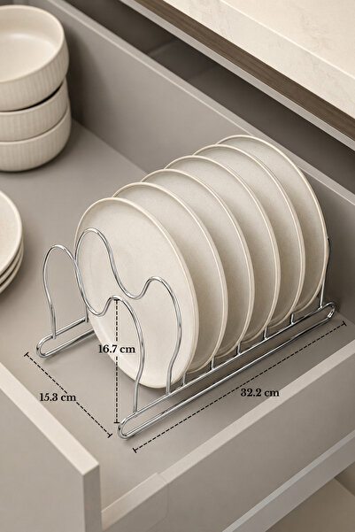 Edora Home Shiny Silver 6 Compartment Pan and Pot Lid Organizer Drawer Organi...