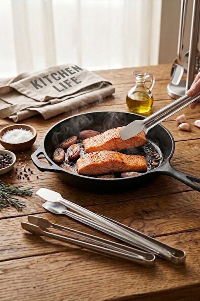 NESS HOME 3 Different Sizes Milano Stainless Steel Multi-Purpose Grill Tongs ...
