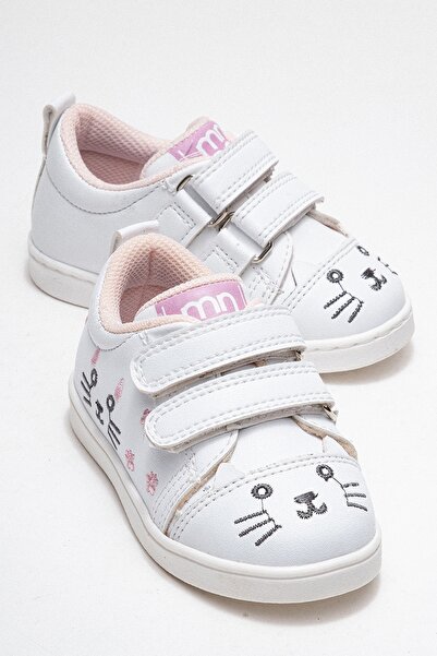mnpc Kız Çocuk Beyaz Kedili Sneaker Ayakkabı