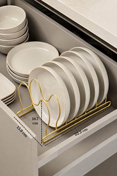 Edora Home Shiny Gold 6 Compartment Pan Pot Lid Organizer Drawer Organizer St...