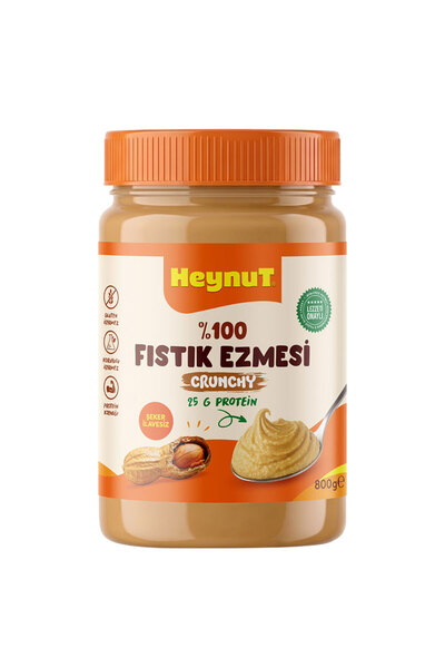 HEYNUT %100 Fıstık Ezmesi (Parçacıklı) 800 g Şeker İlavesiz Katkısız Glutensi...