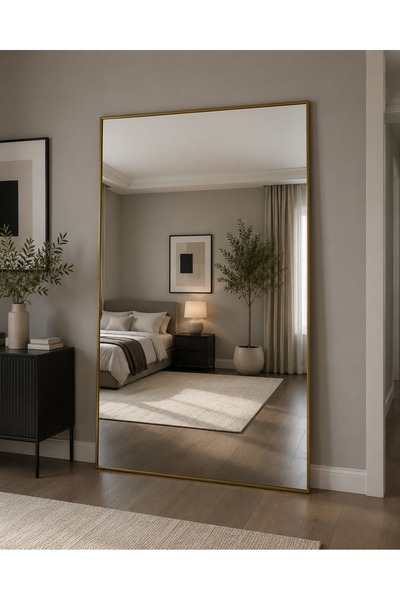 EFFE YAPI DEKOR Gold Metal Çerçeveli 180x100 Cm Boy Aynası ( Ayaksız )