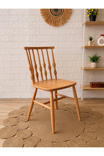silla Boncuk Sandalye Naturel Ahşap Sandalye