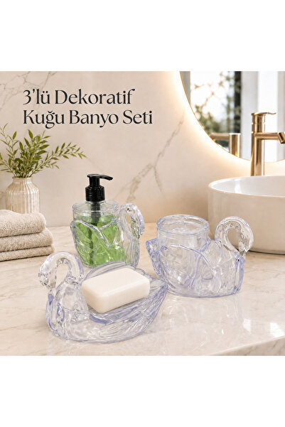 Milat Store Set de baie Swan din 3 piese, acrilic, Set de baie din 3 piese, c...