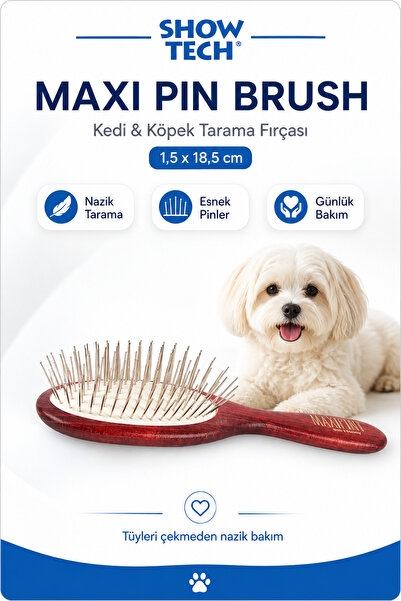 Showtech Maxi Pin Brush Kedi ve Köpekler İçin Hassas Tarama Fırçası 1,5 x 18,...