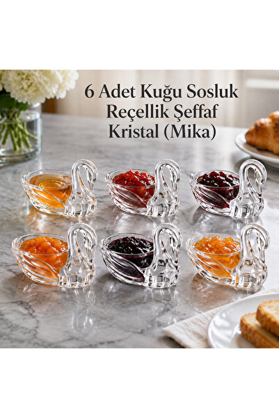 LUCES DESİGN 6 Pieces of Crystal Sauce Bowls and Jam Bowls, Small Presentatio...