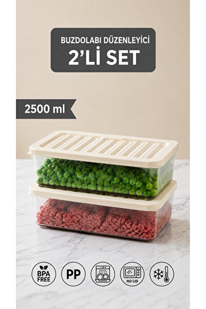 Nesto Home 2'li Set Derin 2500 ml Buzdolabı Düzenleyici Buzluk Ve Mikrodalga ...