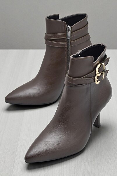 ISPARTALILAR 569F Daily Zippered Women's Heeled Boots Shoes Thin Heel Classic...
