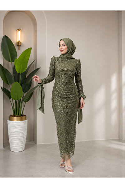 BestShopping Kolu Bağlamalı Saten Abiye