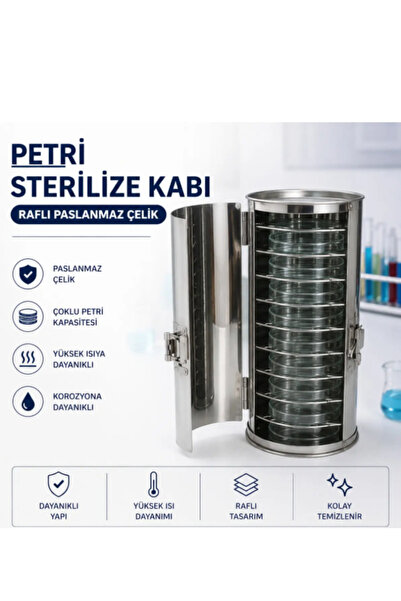 Labolist Petri Sterilize Kabı Raflı Paslanmaz Çelik