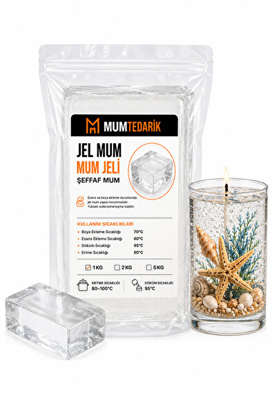 MUMTEDARİK Jel Mum 1 KG Şeffaf Mum Bazı - Dekoratif Mum Yapımı İçin Jel Wax
