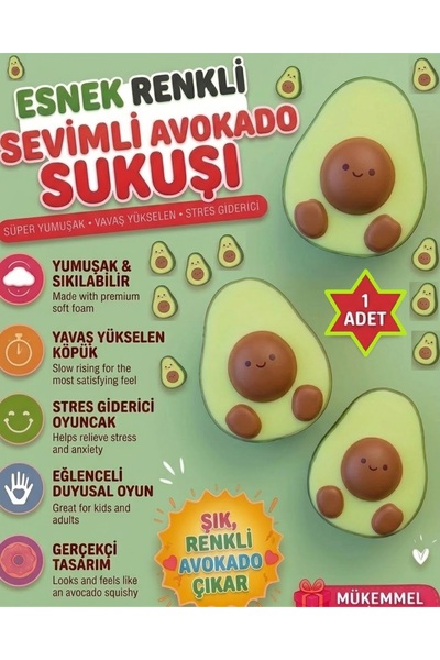 OYUNCAKSAHİLİ Avokado Sukuşi Skuşi Squishy Avokado Yeni Viral Ürünler Esnek Ç...