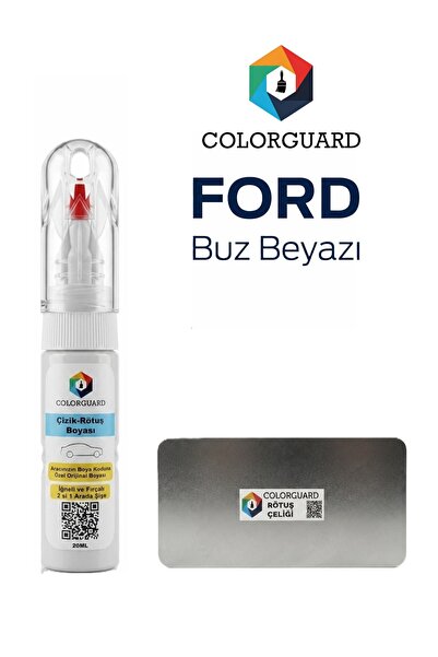 COLORGUARD Ford Buz Beyazı İğneli ve Fırçalı Özel Tasarım Şişe Rötuş Boyası v...