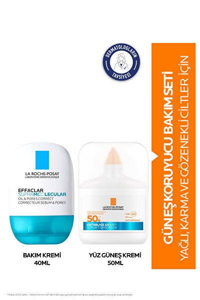 La Roche Posay Yağlı&Karma Ciltler İçin Gözenek Karşıtı Güneş Bakım Seti:Effa...