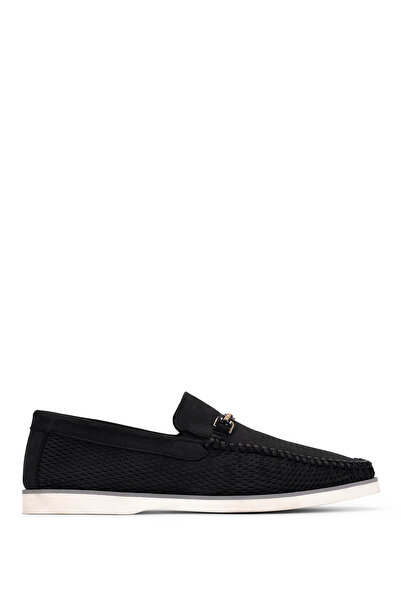 Tamer Tanca Men's Genuine Leather Black Nubuck Loafers