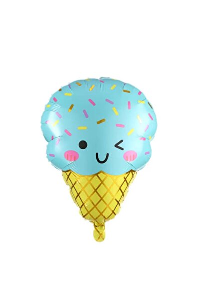 partidolu Ice Cream Gülümseyen Külahta Dondurma Şeklinde Folyo Balon 65x46 cm...