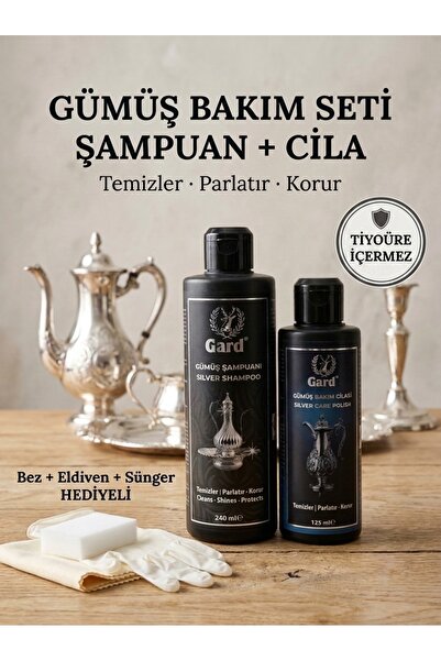 Gard Gümüş Temizleme ve Parlatma Bakım Seti - Şampuan 240 ml + Gümüş Cilası 1...