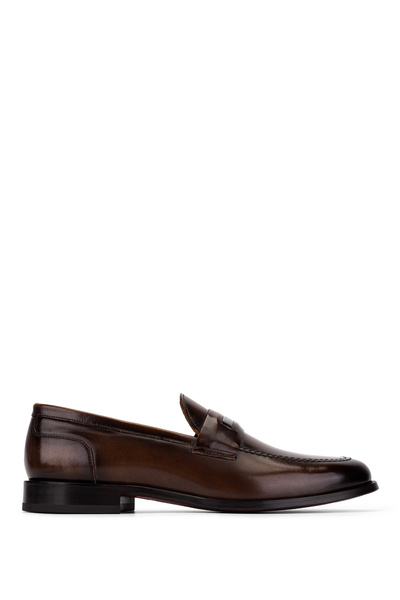 Tamer Tanca Men's Genuine Leather Brown Loafer Shoes