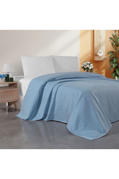 CEMETEKS Blue Double Waffle Pike - Seasonal Bedspread - 200X230Cm - Decorativ...