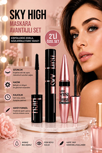 ROWENAROSE Sky High Maskara Pembe & Sky High Maskara Siyah Mascara Set