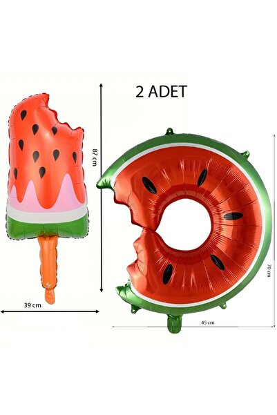 partidolu Donut Karpuz ve Karpuzlu Çubuk Dondurma Şekilli Folyo Balon 2 Adet ...