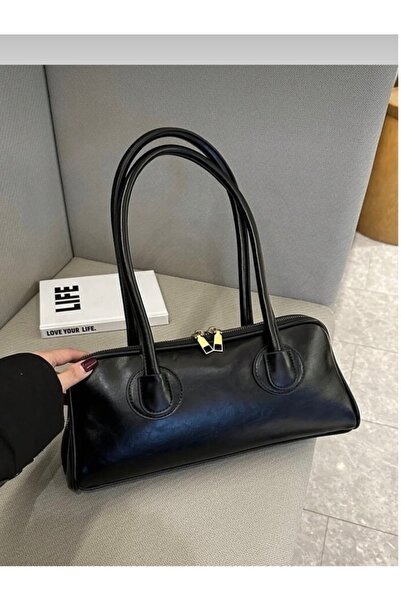 Yeeys Mody Black Long Handle Baguette Hand and Shoulder Women's Bag