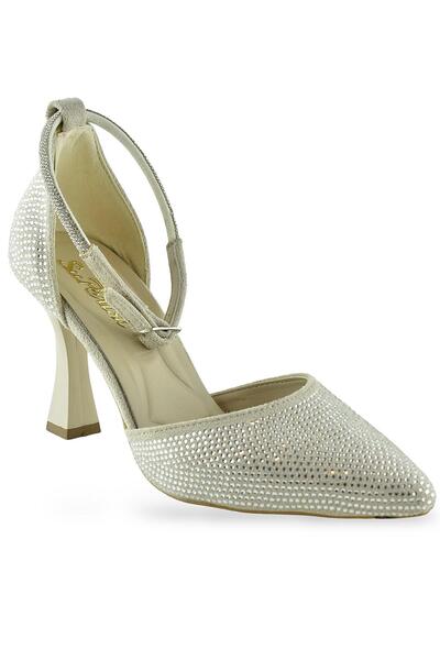 ISPARTALILAR 1089 Open Back Women's Heeled Shoes 8.5 cm Stone-Embellished Eve...