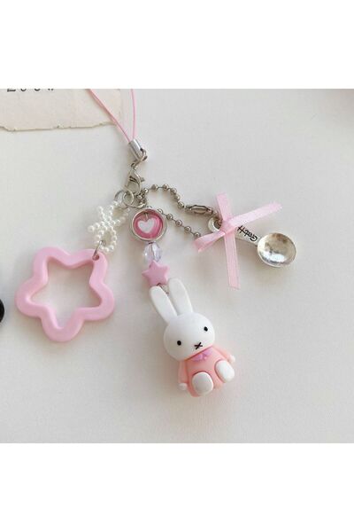 Choice Pink Kawaii Miffy Cartoon Cute Rabbit Keychain Bag Pendant Y2K Punk St...